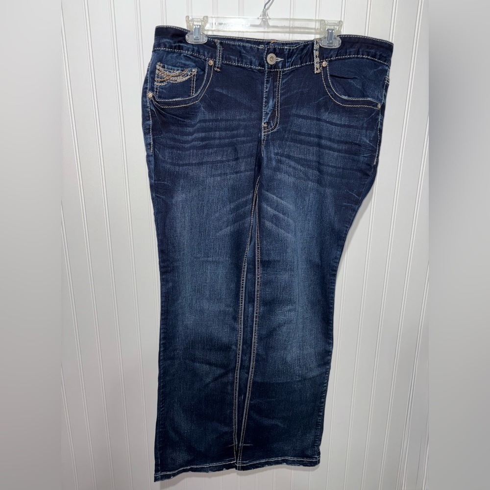 NWT Rhythm Blues Dark Denim Western Slim Boot Jeans| Size 16